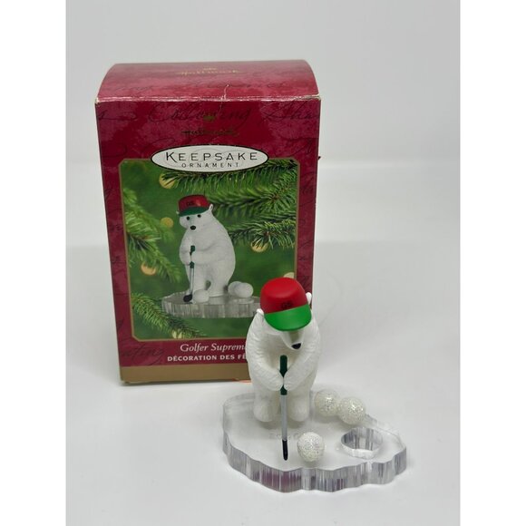 VTG 2000 Hallmark Keepsake Ornament 3.75" Golfer Supreme Polar Bear Edition - Picture 1 of 6